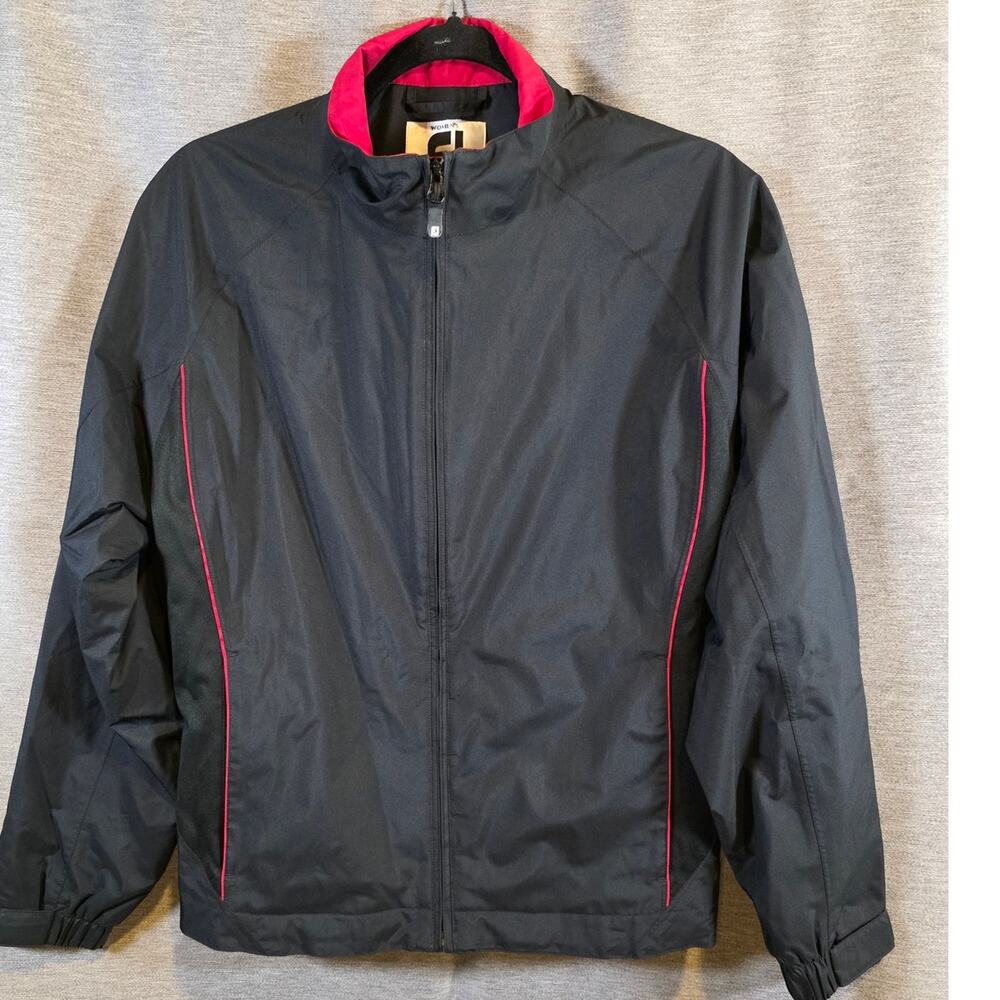 FootJoy DryJoys FJ Womens Golf Full Zip Jacket WindBreaker Black/Red Size M